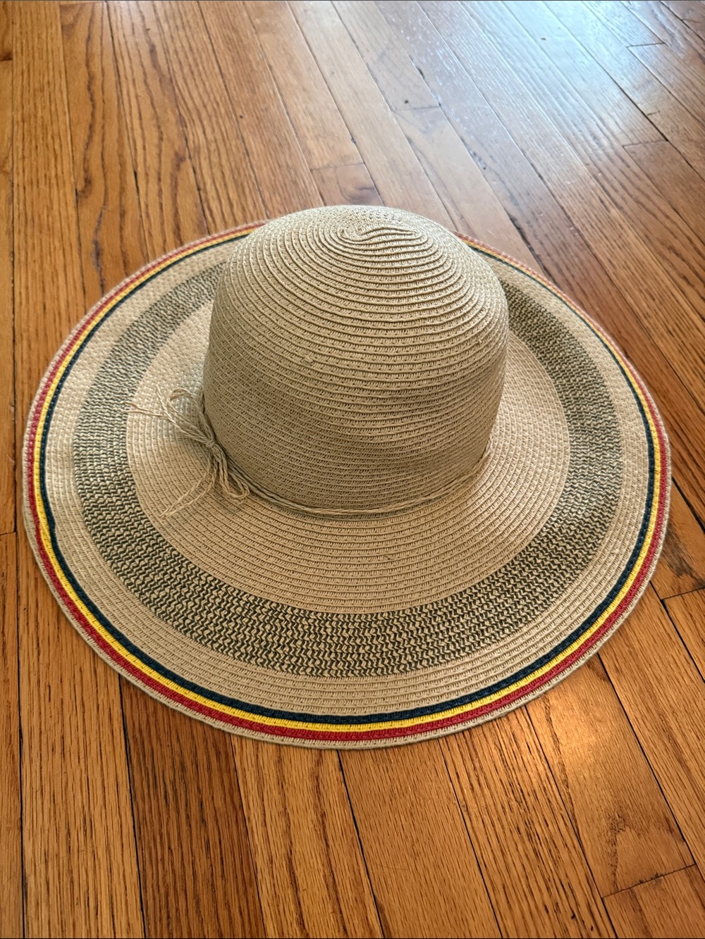 Straw Sun Hat with Rainbow Trim